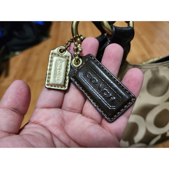 Coach Madison Hobo Style Hand Shoulder Bag #F0973-14305, Tan Sateen w Brown Trim - Picture 3 of 16